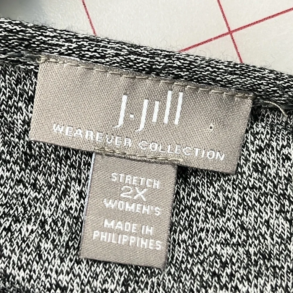 J. JILL Wearever Minimalist Lagenlook Hi-Lo Grey/Black Color Block Midi Dress 2X